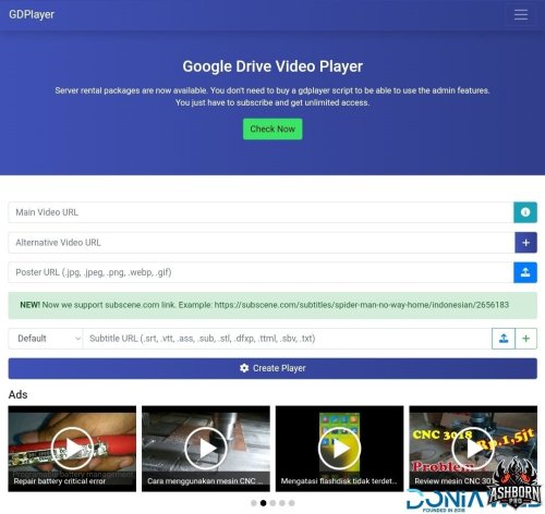 Mais informações sobre "GDPlayer.Top Google Drive Video Player PHP Script"